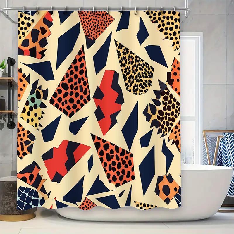 

Geometric Animal Print Shower Curtain Bathroom Decor Waterproof Fabric 180X240Cm W60H190(CM)-1 Pcs