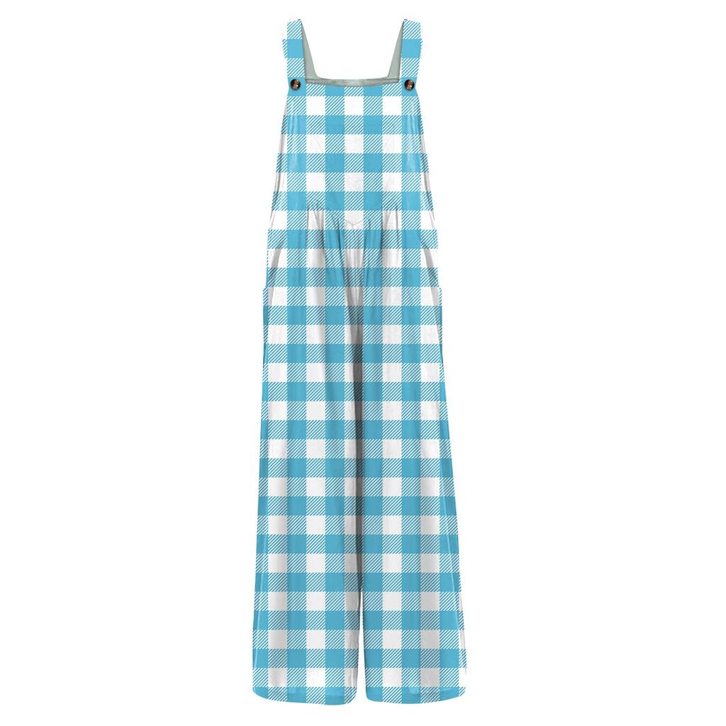 Women's Casual Jumpsuit Sleeveless Gradient Stripe Printed Cotton Jumpsuit