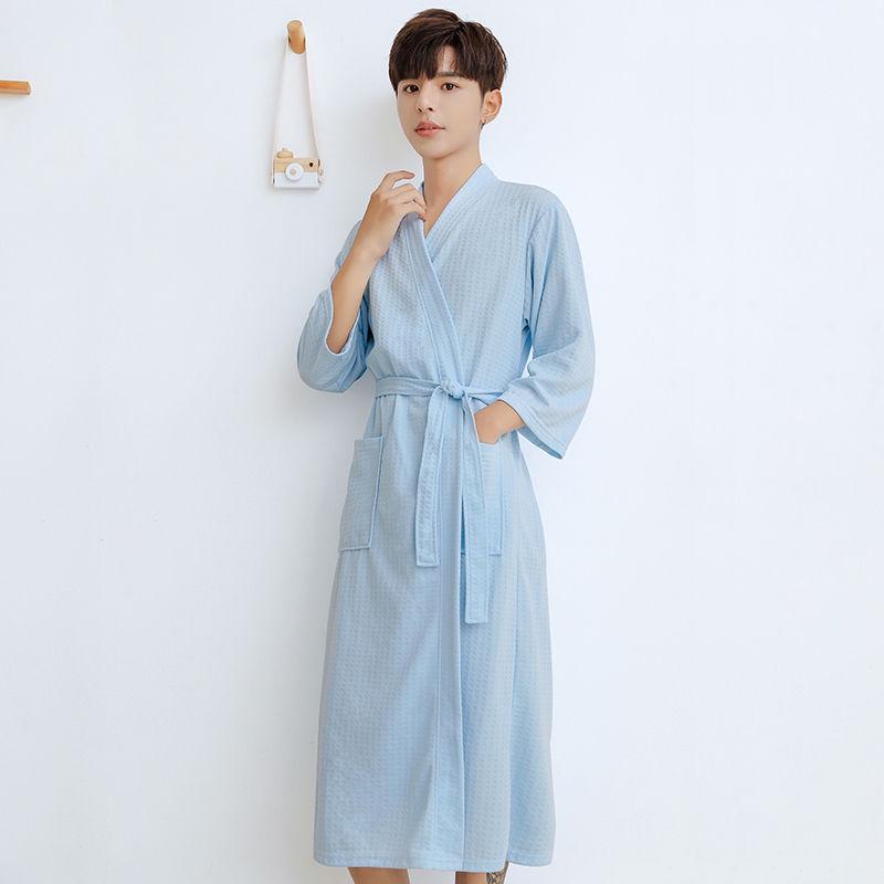Unisex Long Sleeve Bathrobe - Spring/Autumn Solid Color