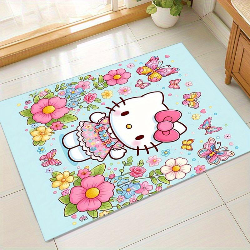 

1 шт. Цветочный коврик Hello Kitty - Милые бабочки и цветы Ковер для декора комнаты | Идея подарка Hello Kitty | Коврик под офисный стол | Уличный коврик Rugz102 60cm by 90cm
