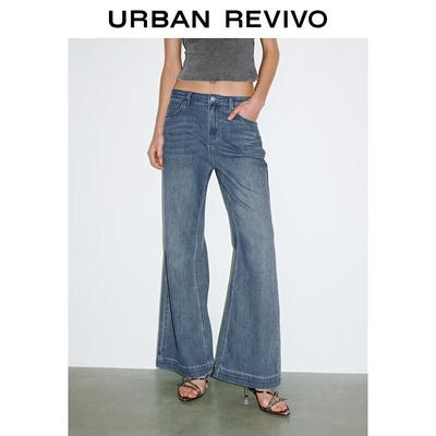 UR Women's Washed Whiskered Flare Denim Jeans
