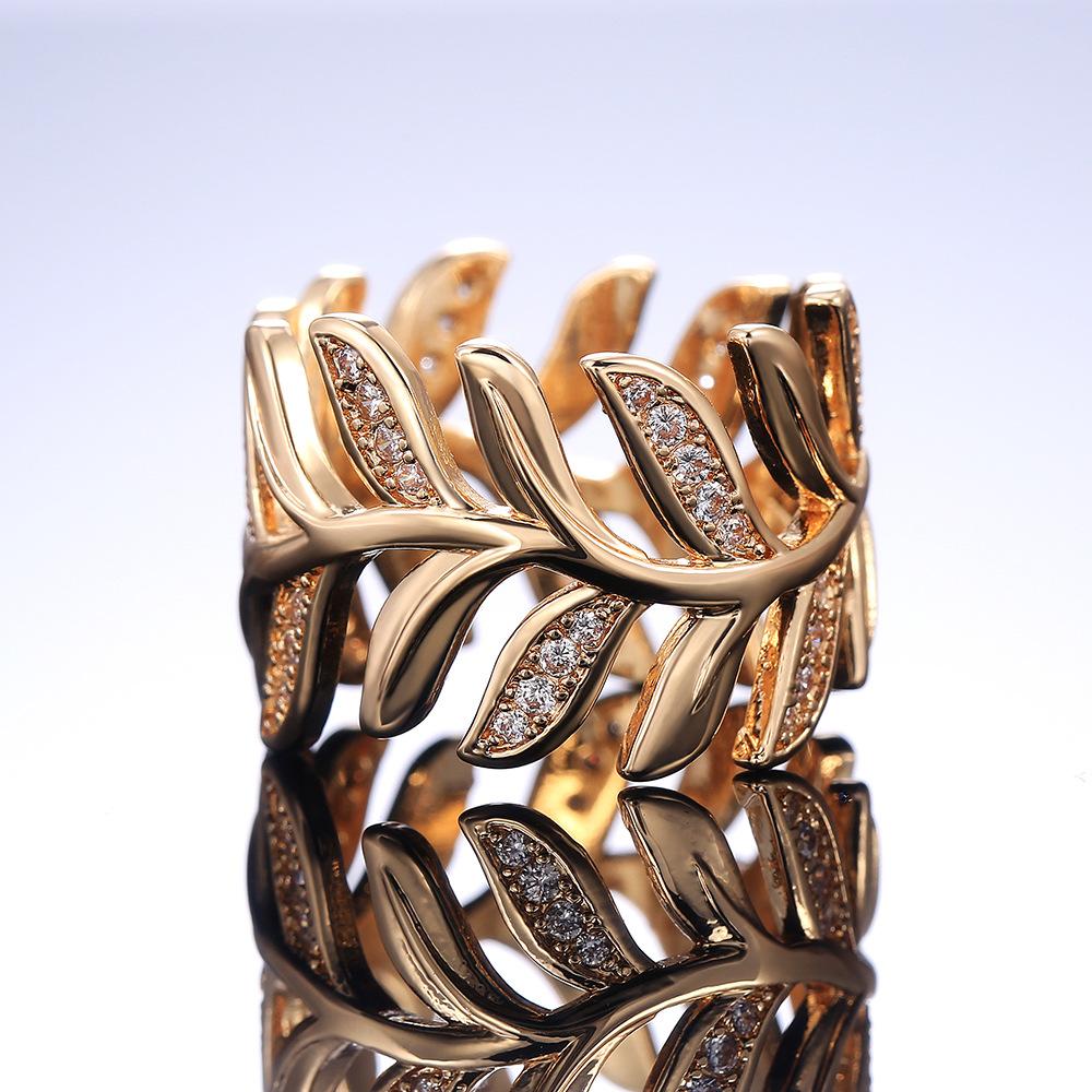 Creative Vine Leaf Women'S Zircon Ring, Fashion Party Reception Jewelry