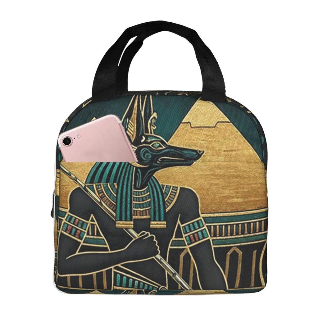 Ancient Glass God Anubis Of Egypt Insulated Lunch Bag for Women Children Portable Food Boxes Thermal Lunch Box Tote