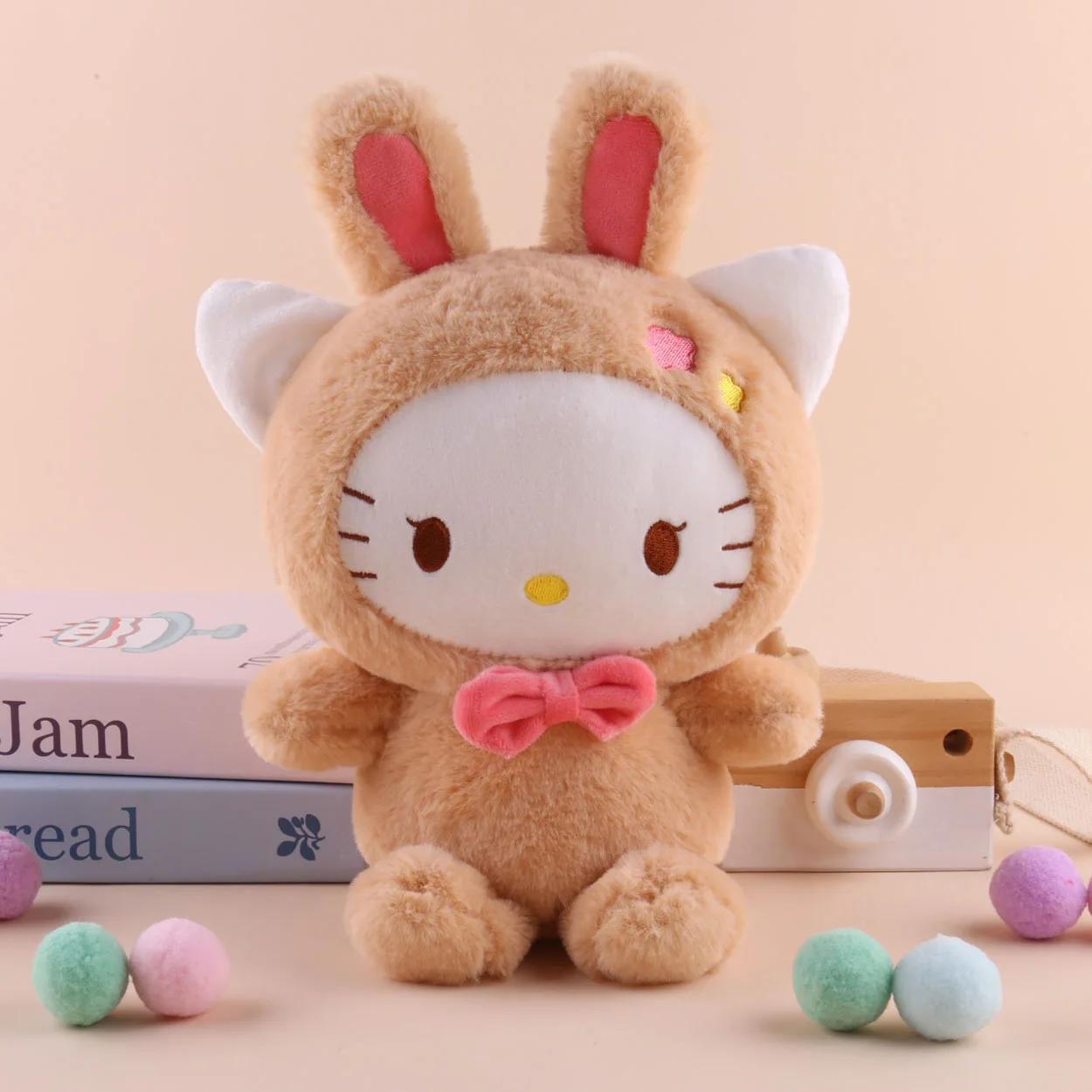 Anime Cartoon Sanrio Kitty Plush Doll 25cm Cute Kuromi Melody Pillow Doll Transfer Rabbit Cinnamoroll Lovely Gift Girl Plush Toy 25cm