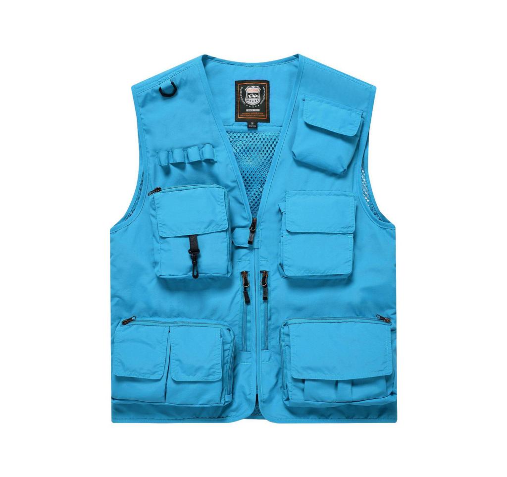 Men's Multi-Pocket Outdoor Fishing Photography Vest, V-Neck Sleeveless Plus Size Workwear 7898 Thin Design