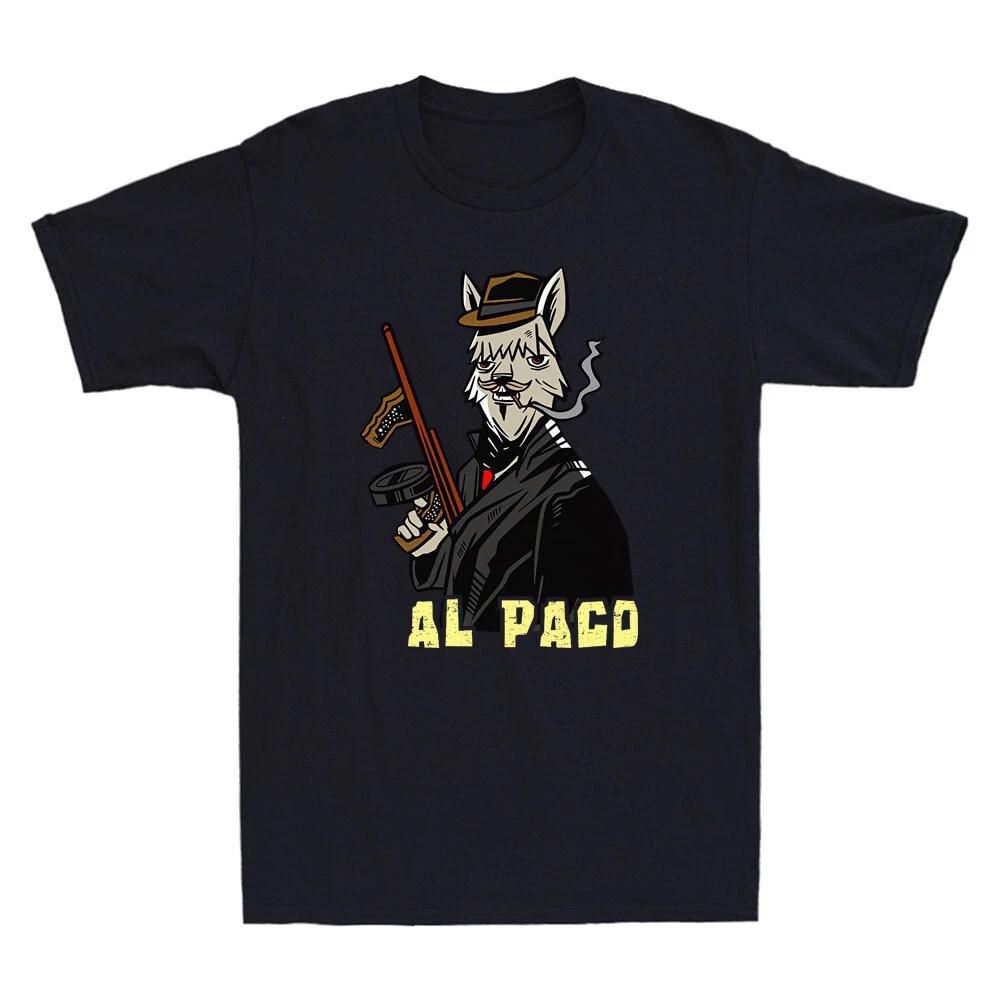 Alpaca Llama Mafia Gangster Al Paco Funny Alpaca Meme Gift Vintage Men s T-Shirt L