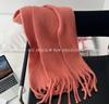 Winter new solid color versatile thickened scarf mohair fringed soft waxy warm student scarf women