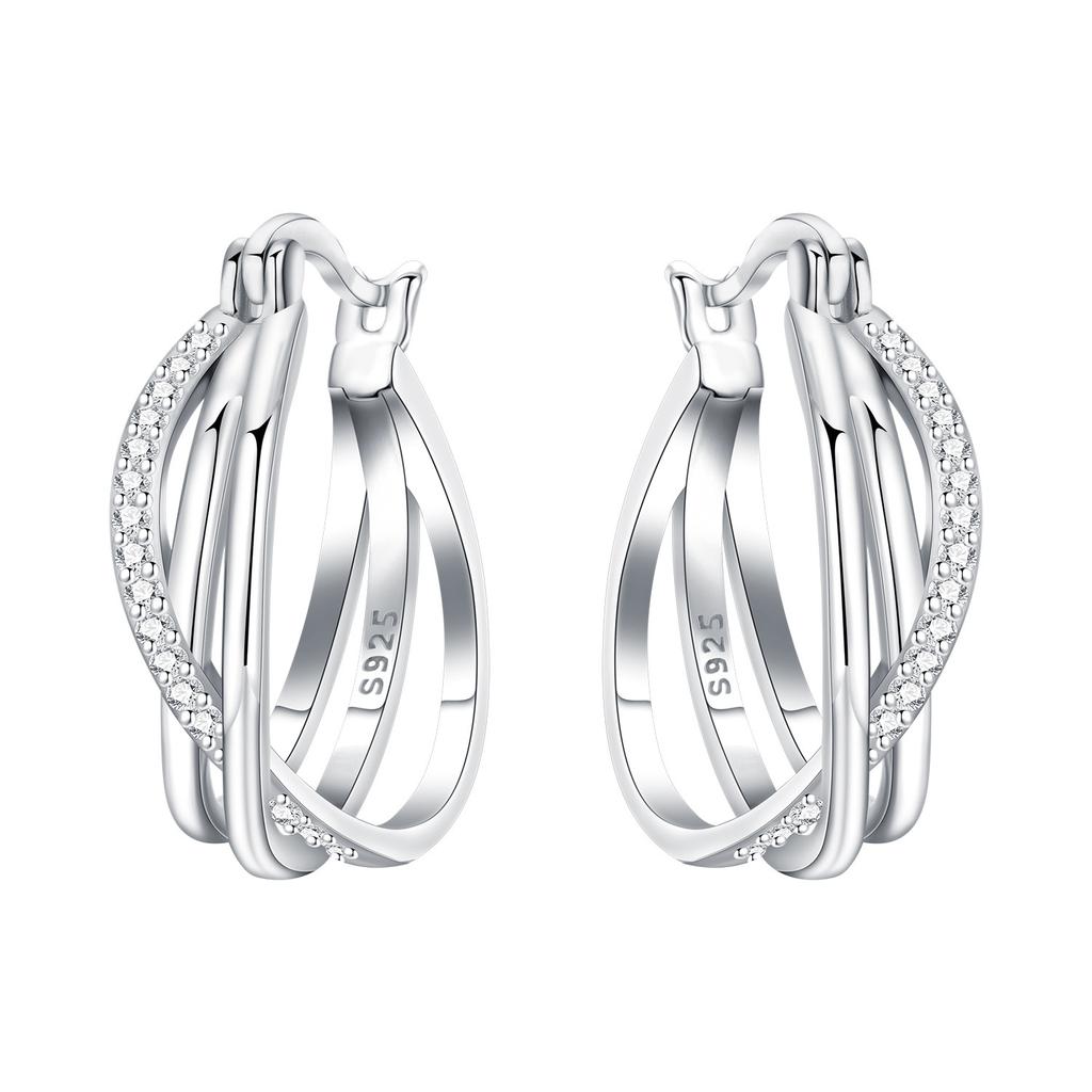 925 Silver Retro Grass Pattern Earrings Jewelry Versatile Hoop Earrings For Women Jewelry Birthday Party Fine Gifts