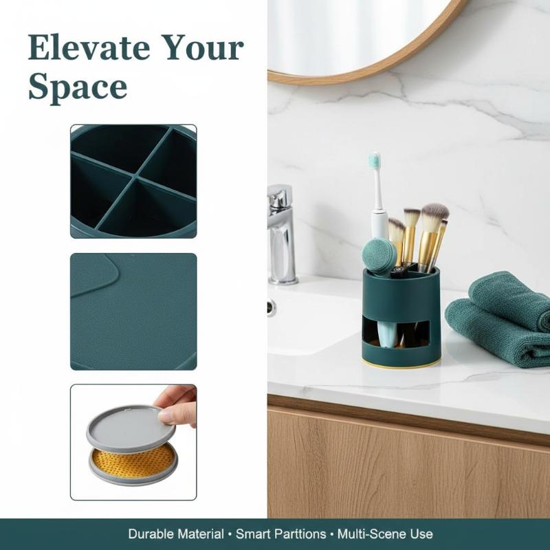 Toothbrush Storage Rack 2 Cup Holder with Toothpaste Organizer Fast Draining for Family Bathroom Counter