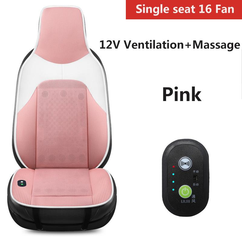 Car Ventilation Massage Seat Cushion Summer Breathable Cooling Seat Cushion 16 Fan Blowing Cooling Pad 12/24V Universal Seat Mat