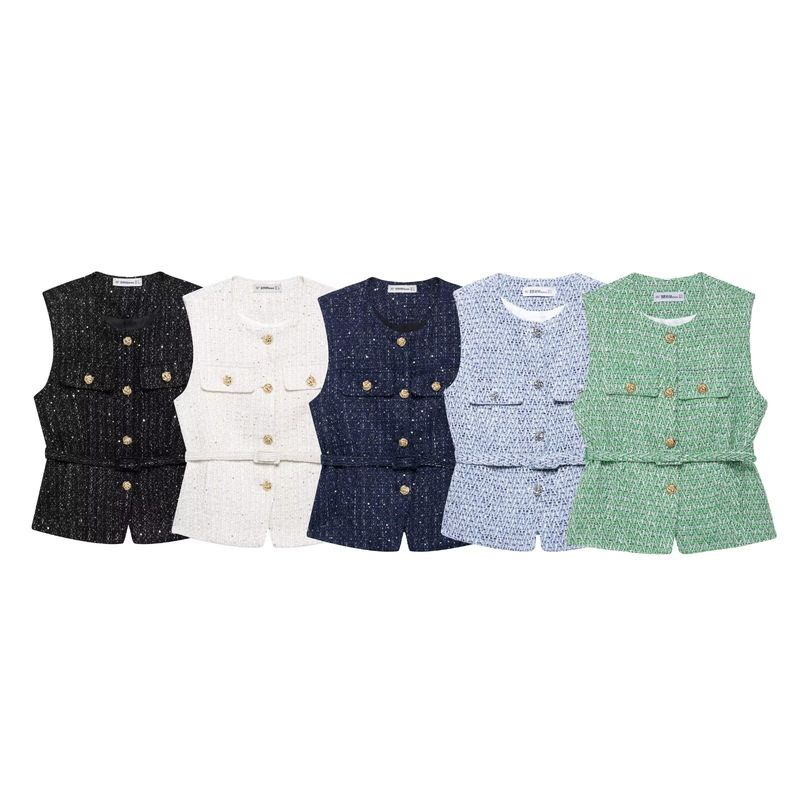 Za Autumn New Arrivals Women's Clothing Zr European and American Style Fashionable Versatile Belted Textured Vest 2132091 620