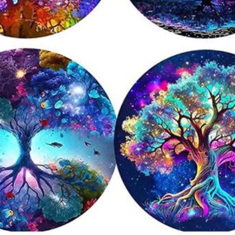 8/10Pcs Diamond Painting Coasters with Holder Landscape Diamond Art Painting Kits Cat DIY Diamond Art Coaster Art Craft Supplies