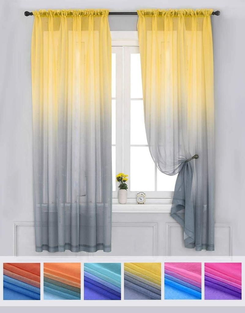 Modern Gradient Tulle Window Curtains For Living Room Organza Yarn Sheer Voile Curtain For Bedroom Kitchen Drape Decor New