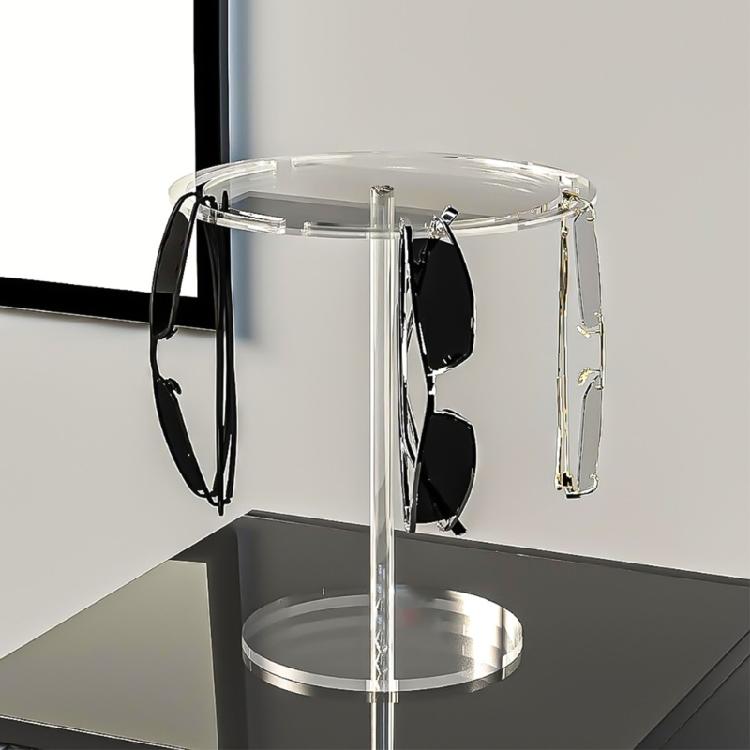Acrylic Round Eyeglasses Holder Transparent Rotatable Sunglasses Display Stand