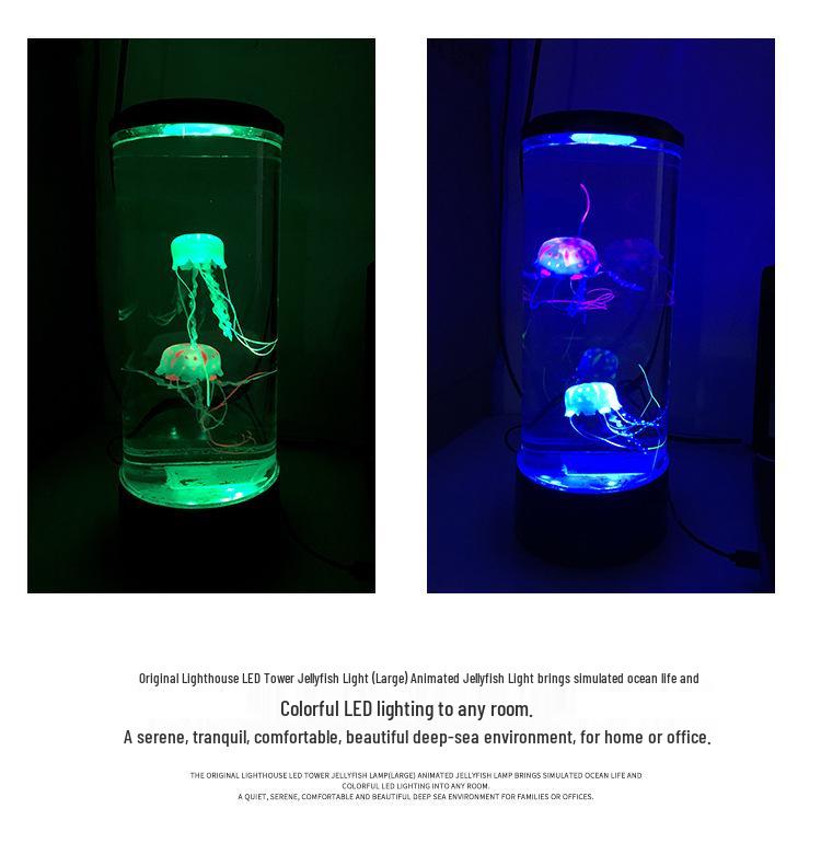 Creative Medium-Sized LED Jellyfish Mood Light - USB Powered, Color-Changing Cylindrical Lamp