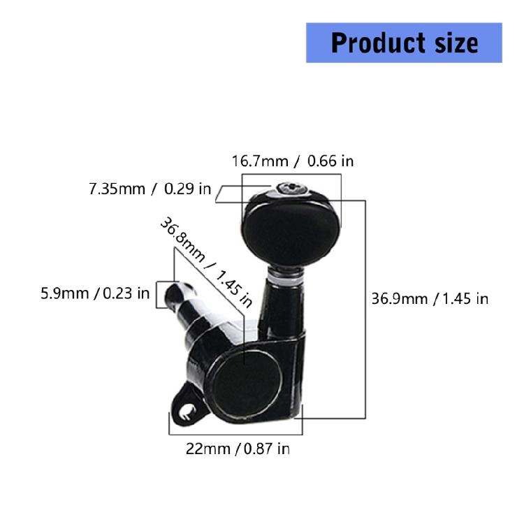 Set of 6 Acoustic Electric Guitar Tuners with Installation Screws and Bushings Suitable for 10mm Left Hand Peg Holes