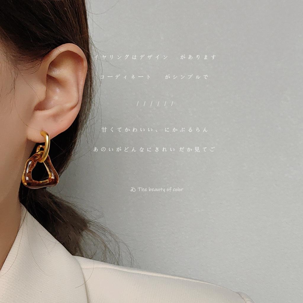 Trendy Vintage Transparent Resin Acrylic Metal Earrings Korean Irregular Geometric Statement Drop Earrings Brincos Jewelry