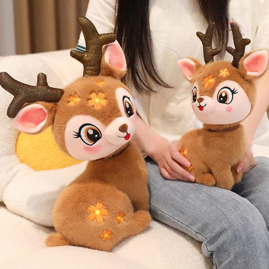 Jucărie de pluș ren, animal de pluș moale, ren de Crăciun, plușie, pernă de îmbrățișat, cadou de sărbători pentru copii