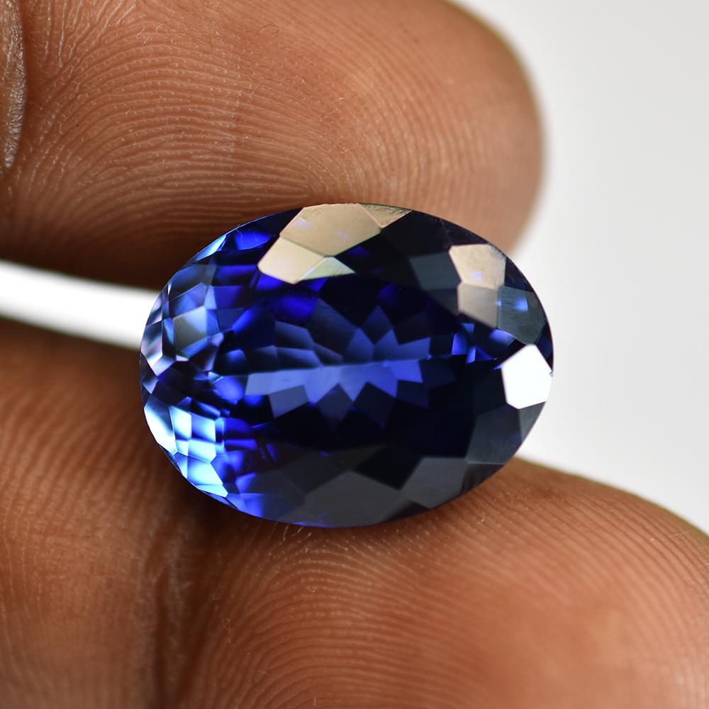 Tanzanite Blu Naturale 14,1ct Taglio Ovale Pietra Preziosa Sfusa Certificata