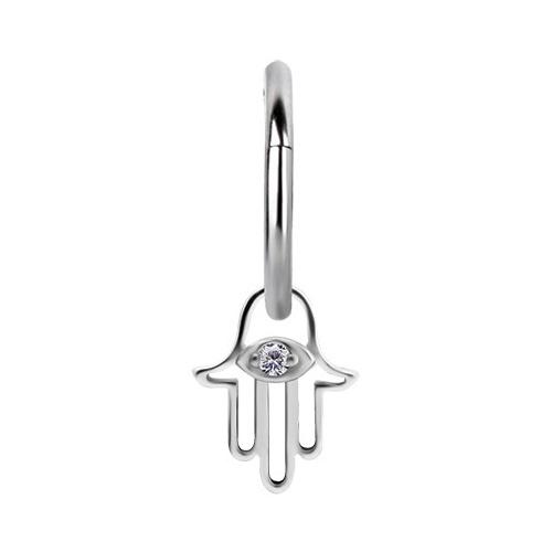 Charm - Silver Hand Of Fatima With White Zircon - D-068