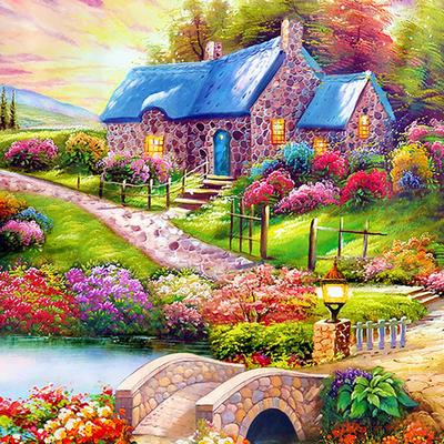 Full Square Drill Diamond Painting Kits Gift Fairy Tale Scenery DIY Cross Stitch Home Decor