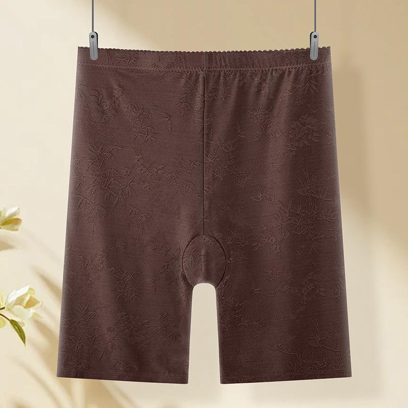Plus Size Women Summer High Waist Ice Silk No Trace Safety Anti Walking Belly Lift Hip Five Points Leggings