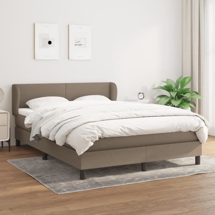 3126089 vidaXL Divan Bed with Mattress Taupe 140x200 Cm Fabric