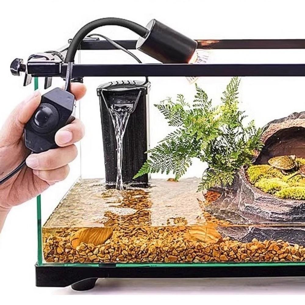 Curved Long Holder Turtle Basking Lamp Clip-on Lamp Holder Pet Heat Bulb  Temperature Controller