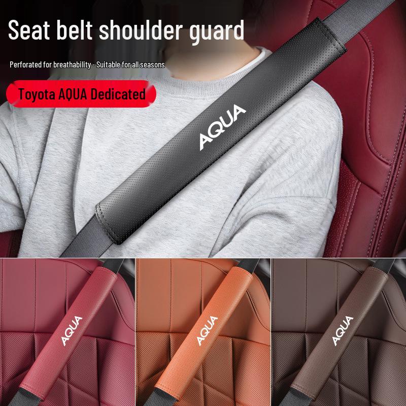 

Toyota AQUA Seatbelt Shoulder Pad - Anti-Choke Protective Cover, Decorative Style Nappa Black 23cm Shoulder Cover - AQUA