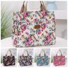 Zipper Floral Print Tote Bag Portable Mommy Bag Portable Canvas Lunch Bag  For Mom