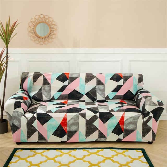 Geometrische große Sofabezüge für Wohnzimmer Ecke Chaiselongue Couch Schonbezüge elastische Sofaschutz Stuhl Sesselbezug 1 Stück