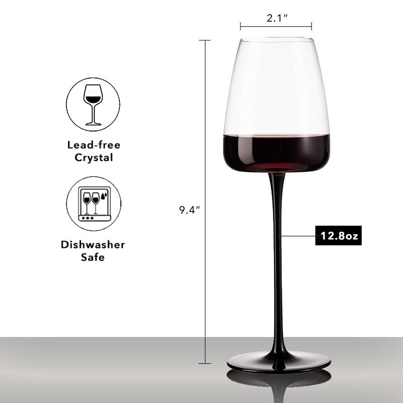 12.8(fl.oz) Pinot Noir Goblet  Crystal Red Wine Glass Black Straight Thin Rod Goblet  Drink Ware Home Bar Suitable For Gifts