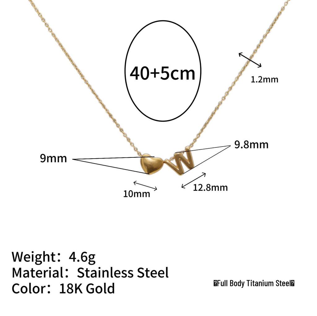 Herz Anhänger Halskette: 18K vergoldeter Edelstahl mit 26 englischen Buchstaben.