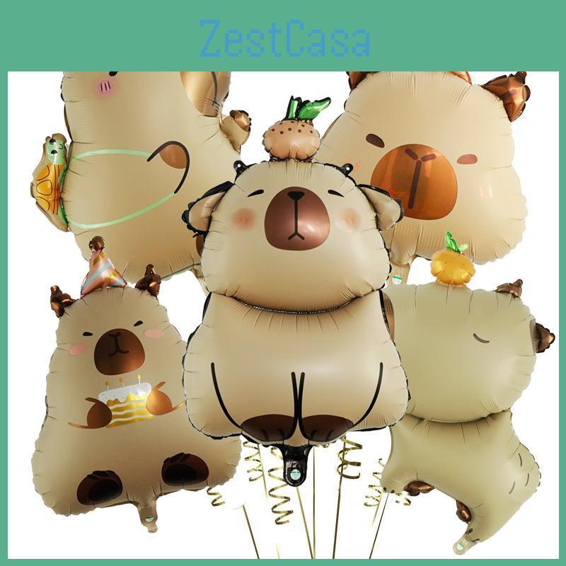 Film Capybara Cartoon Aluminium 5pcs Balloon Set Cute Kapibala Children Birthday Party Decors Supplies Baby Shower Air Globos