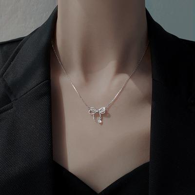 Bow Necklace Fashion Collarbone Light Luxury Niche Design High-end Birthday Gift