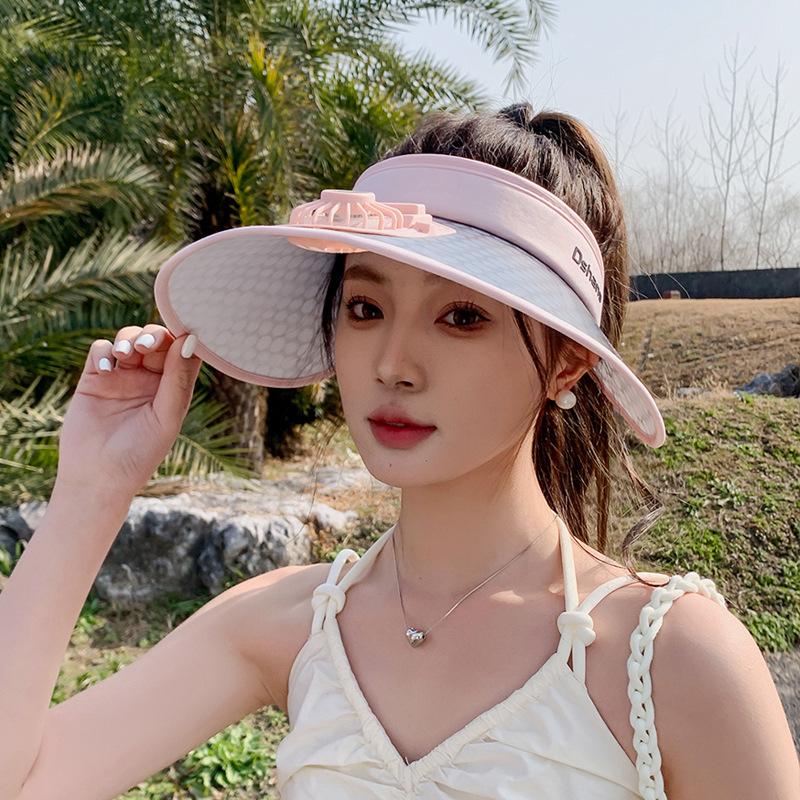 Summer outdoor sun hat children large brim with fan rechargeable empty top hat versatile fashion sun hat