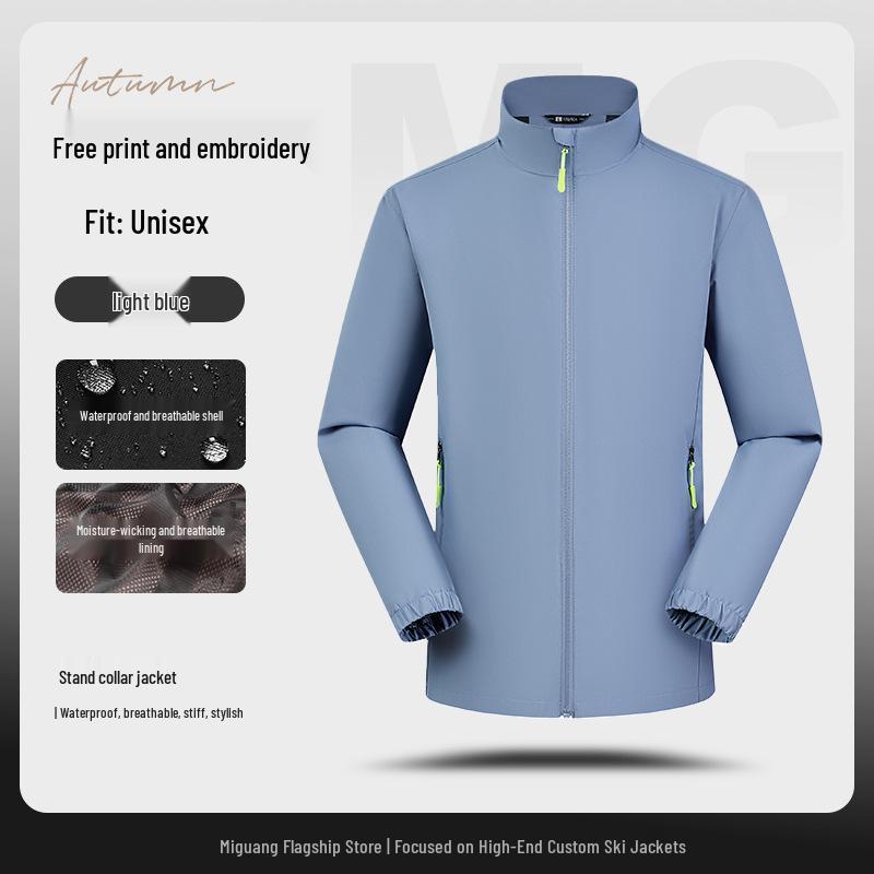Men's Waterproof Windproof Mountaineering Jacket with Custom Logo Print - Durable Workwear for Companies and Groups