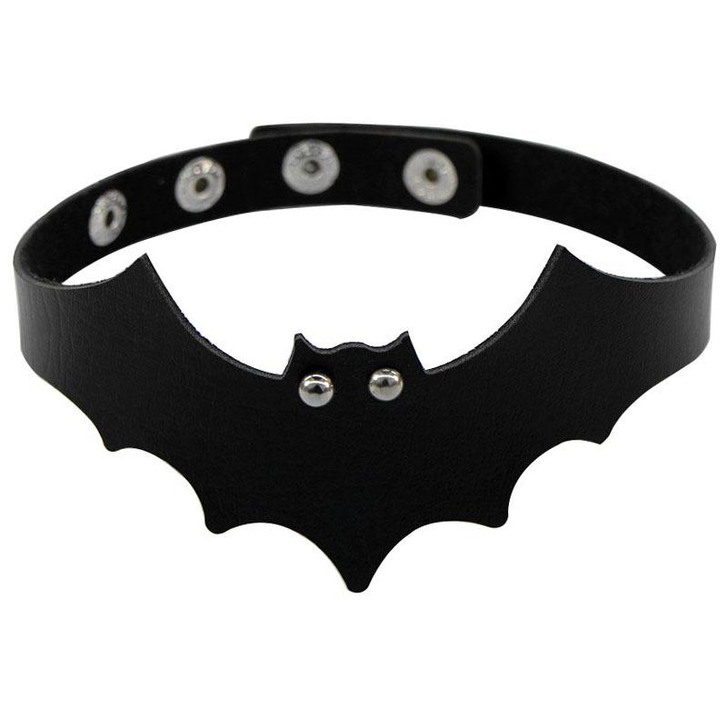 Donna Nero Pipistrello Punk Choker Collare Collana Sexy Pelle PU Serratura a Cuore Chiave Borchia Gotico Cosplay Accessori Gioielli da Festa Nuovo