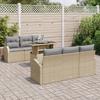 Ensemble de 7 Pièces de Canapés de Jardin avec Coussins Beige Poly Rattan, Canapé de Jardin 2 Places avec Rangement &amp; 3357303