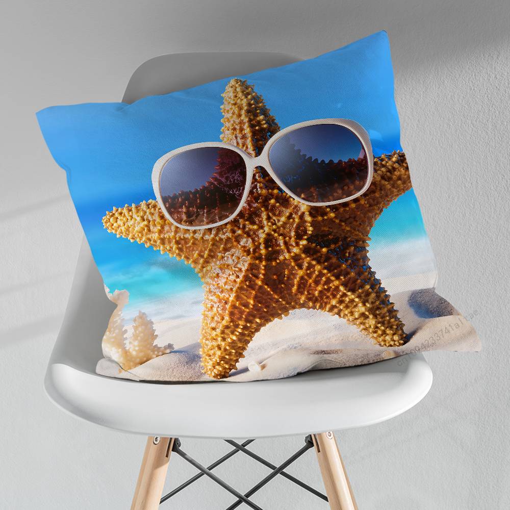 Sunset Beach Shells Starfish Pillow Case For 30x30cm45x45cm55x55cm For Home Bedroom Decoration And Protector