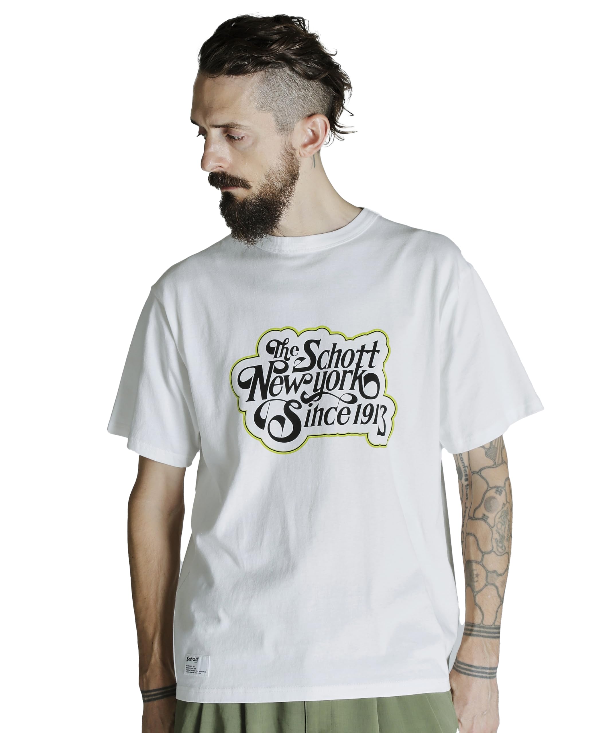 

Schott CURSIVE SCRIPT T-SHIRT, Men s, Size L, 030, White, 782-5134030