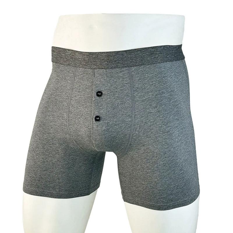 Men's Plus Size Button Opening Elastic Cotton Boxer Extended Crotch Boxer