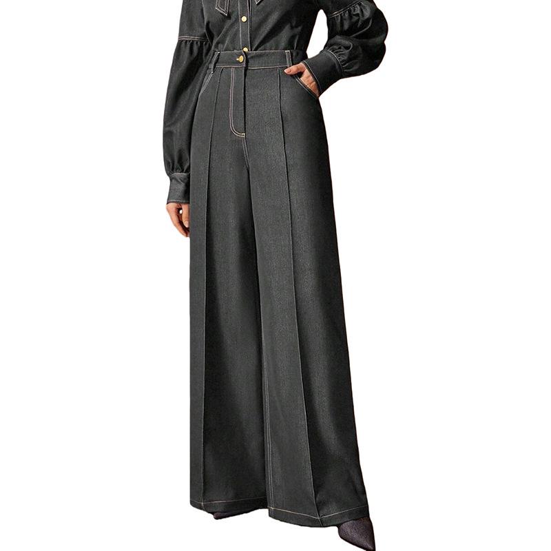 

Women s Original Denim Wide-Leg High-Waist Elastic Jeans Small