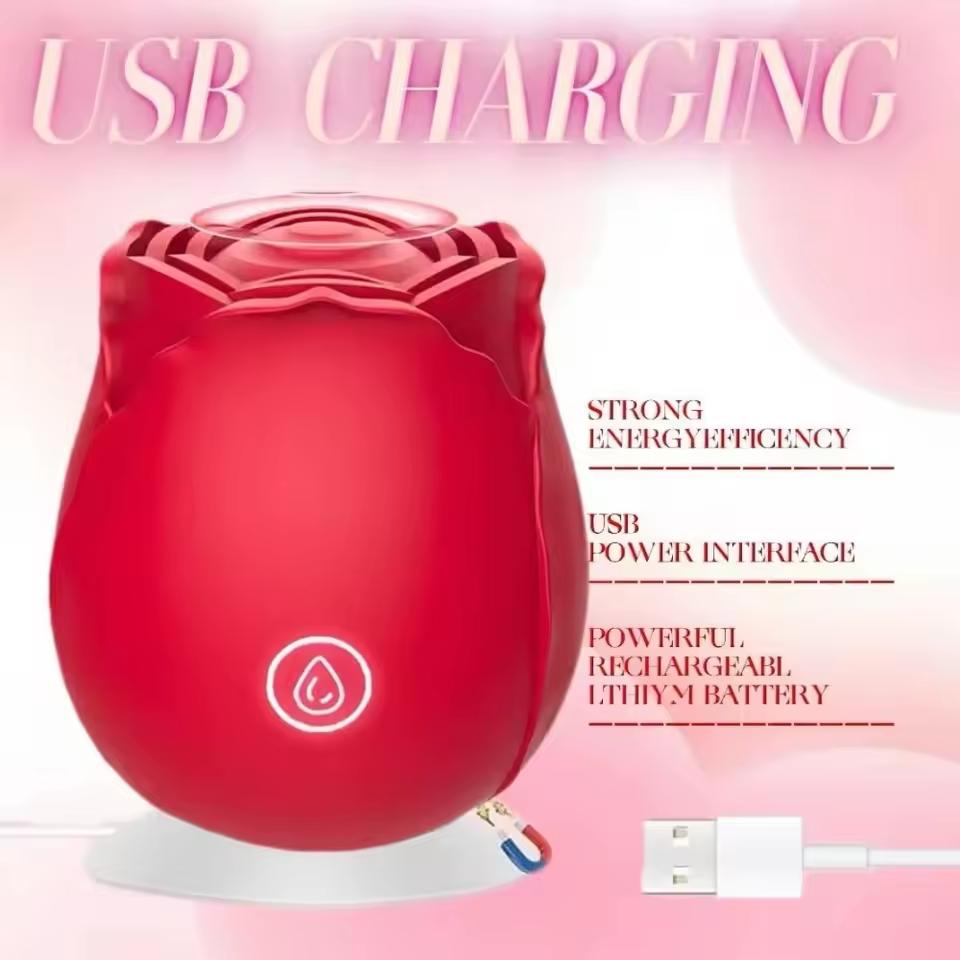 Rose Powerful Suction Vibrator for Women Clitoris Stimulator Female Oral Nipple Sucker Adult Sex Toy for Ages 18+