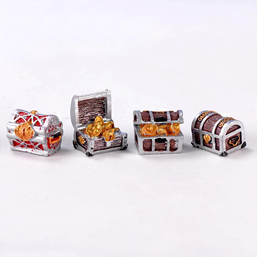 Resin Gold Coin Treasure Chest Aquarium Mini Cartoon Mediterranean Seabed Ornament Non-safe Decoration For Home Office Perfect Gift