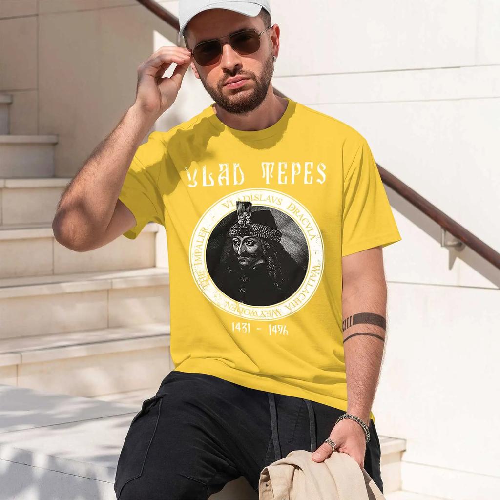 Vlad Tepes 2026 Neue Mode Schweres Heißverkauf Retro Bedrucktes Muster Lustiges T-Shirt mit Rundhalsausschnitt für den täglichen Komfort