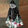 Christmas Print - A Stylish Long Hooded Cape Suitable For Both Men And Women