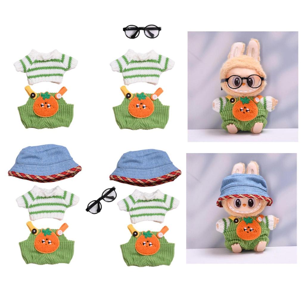 Plush Figure Sweater and Suspender Pants Jumpsuit Outfit Educational for Kids Photo Props Make Your Own Dolls for 6.69'' Doll
