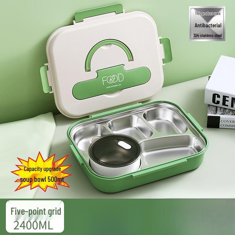 Прямоугольный 5-секционный изолированный ланч-бокс из нержавеющей стали 304