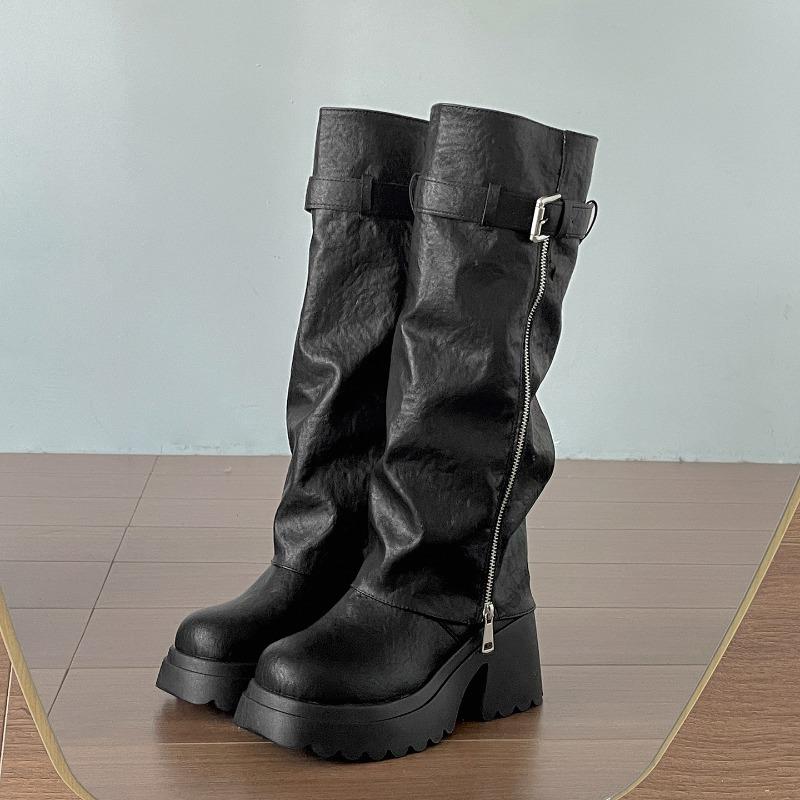 Platform Thick Sole Women Knight High Boots Fashion Height Increase Shoes Female Vintage Punk Long Booties Zapatos De Muje